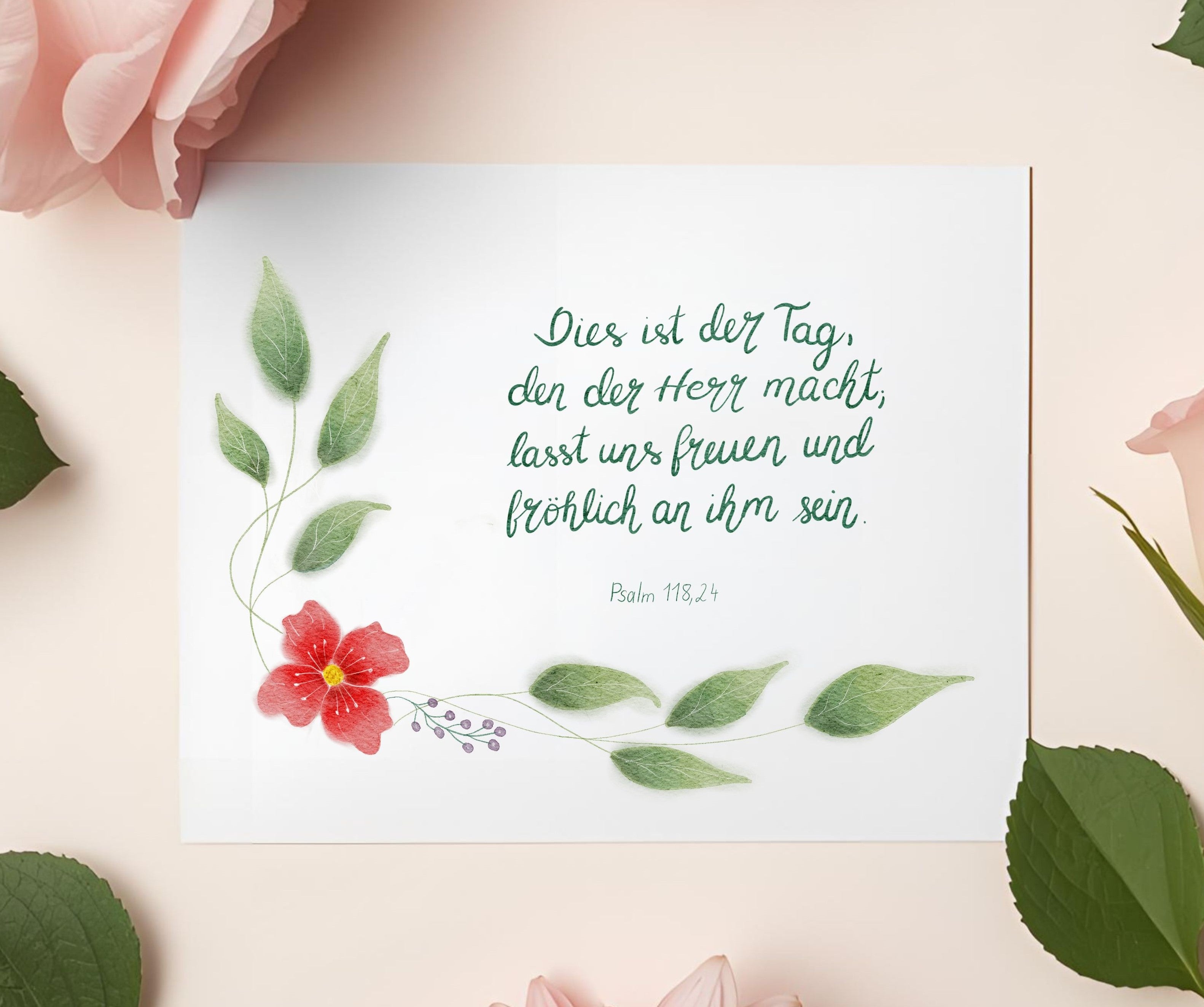 Christliche Geburtstagskarte mit Bibelvers Psalm 118,24