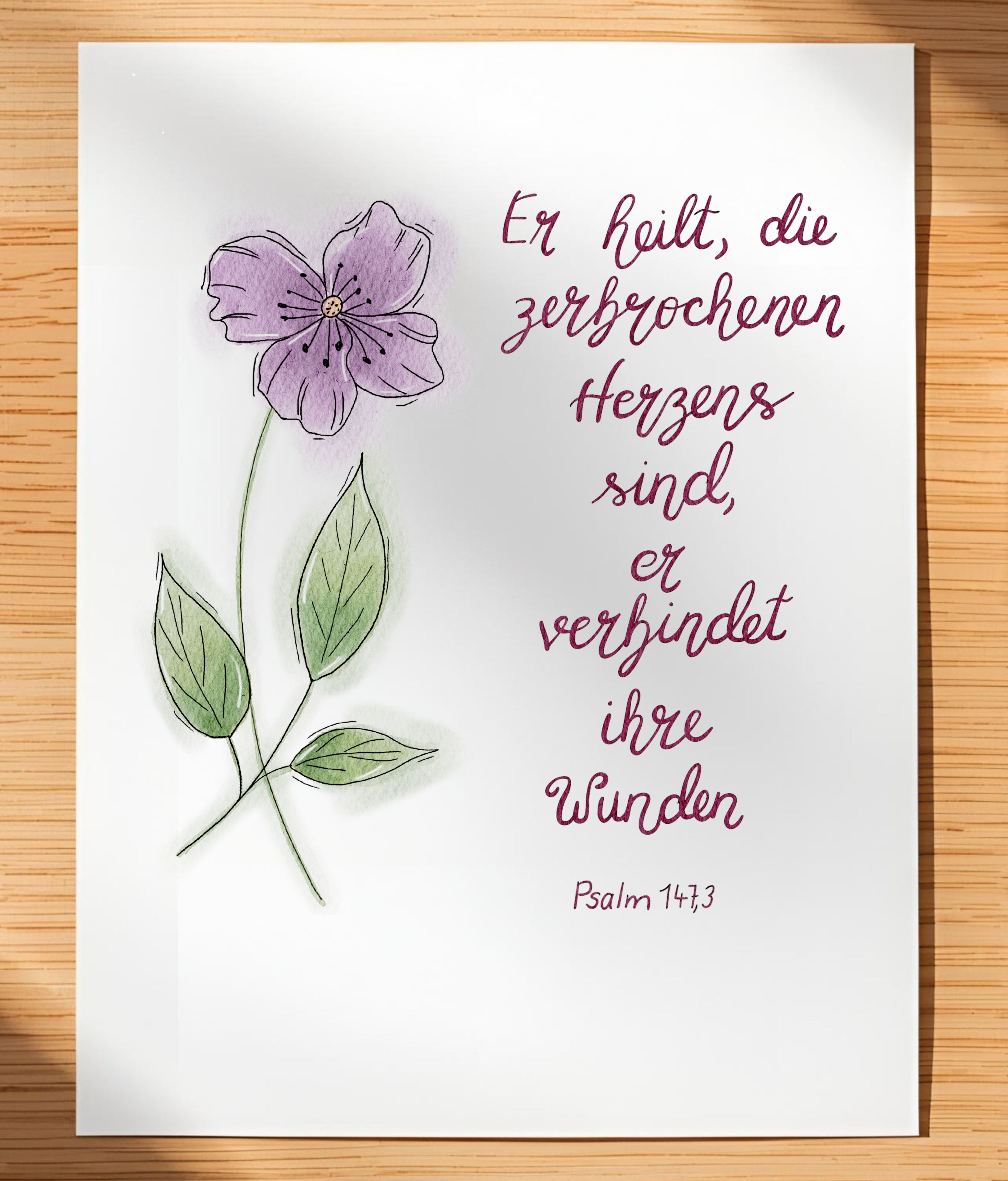 Christliche Karte mit Bibelvers Psalm 147,3 – Hoffnung & Ermutigung