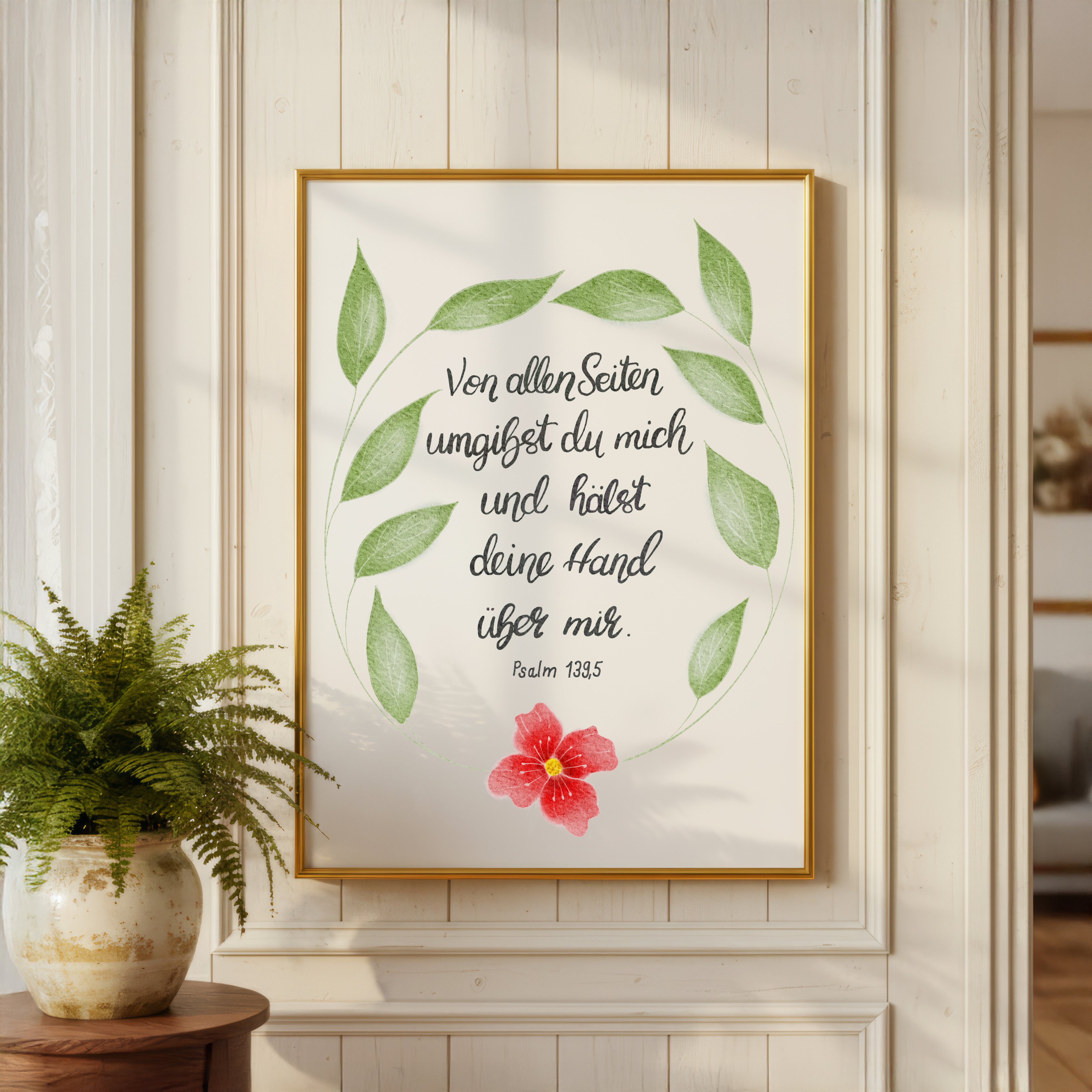 Christliches Poster mit Bibelvers Psalm 139,5 - Hoffnung & Ermutigung