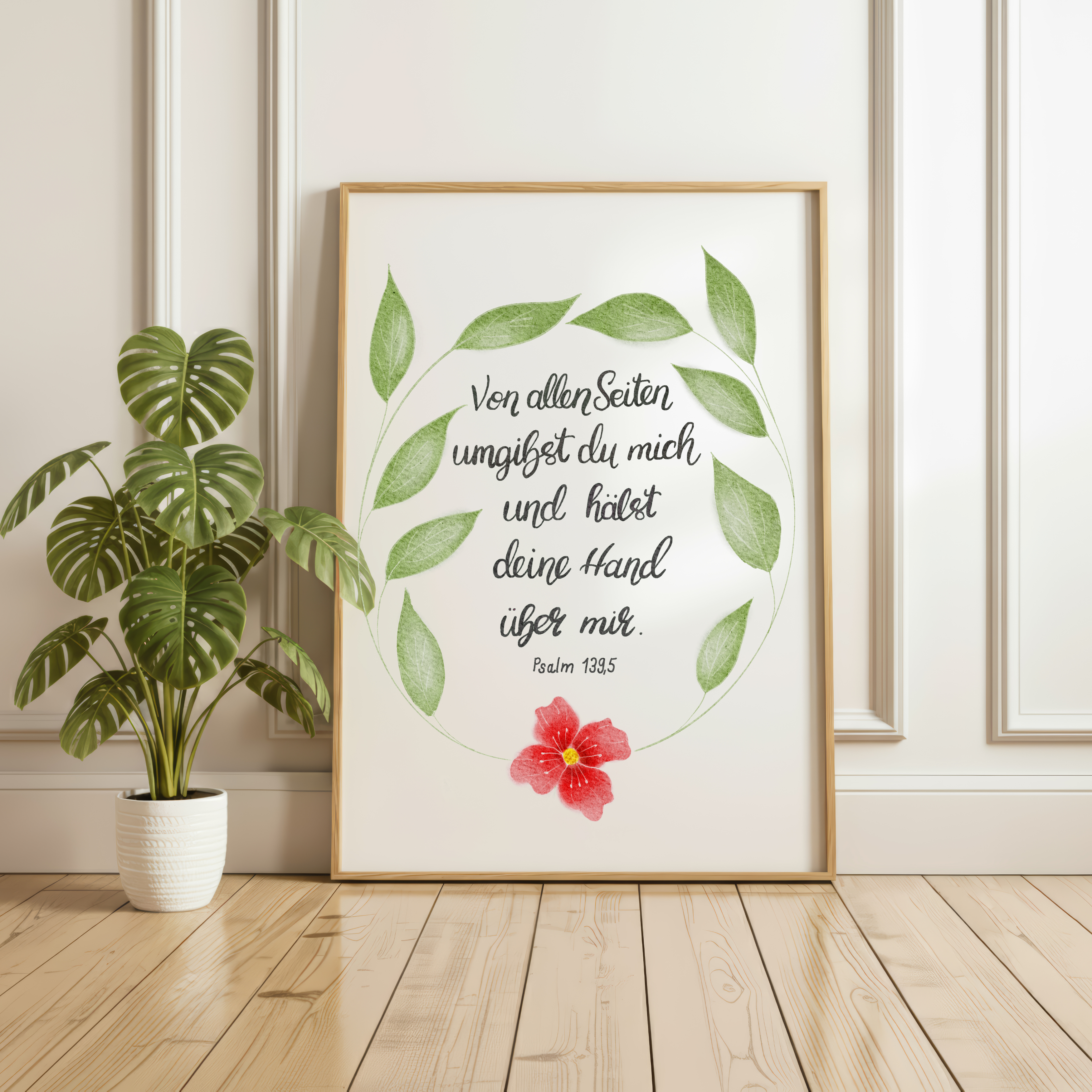 Christliches Poster mit Bibelvers Psalm 139,5 - Hoffnung & Ermutigung