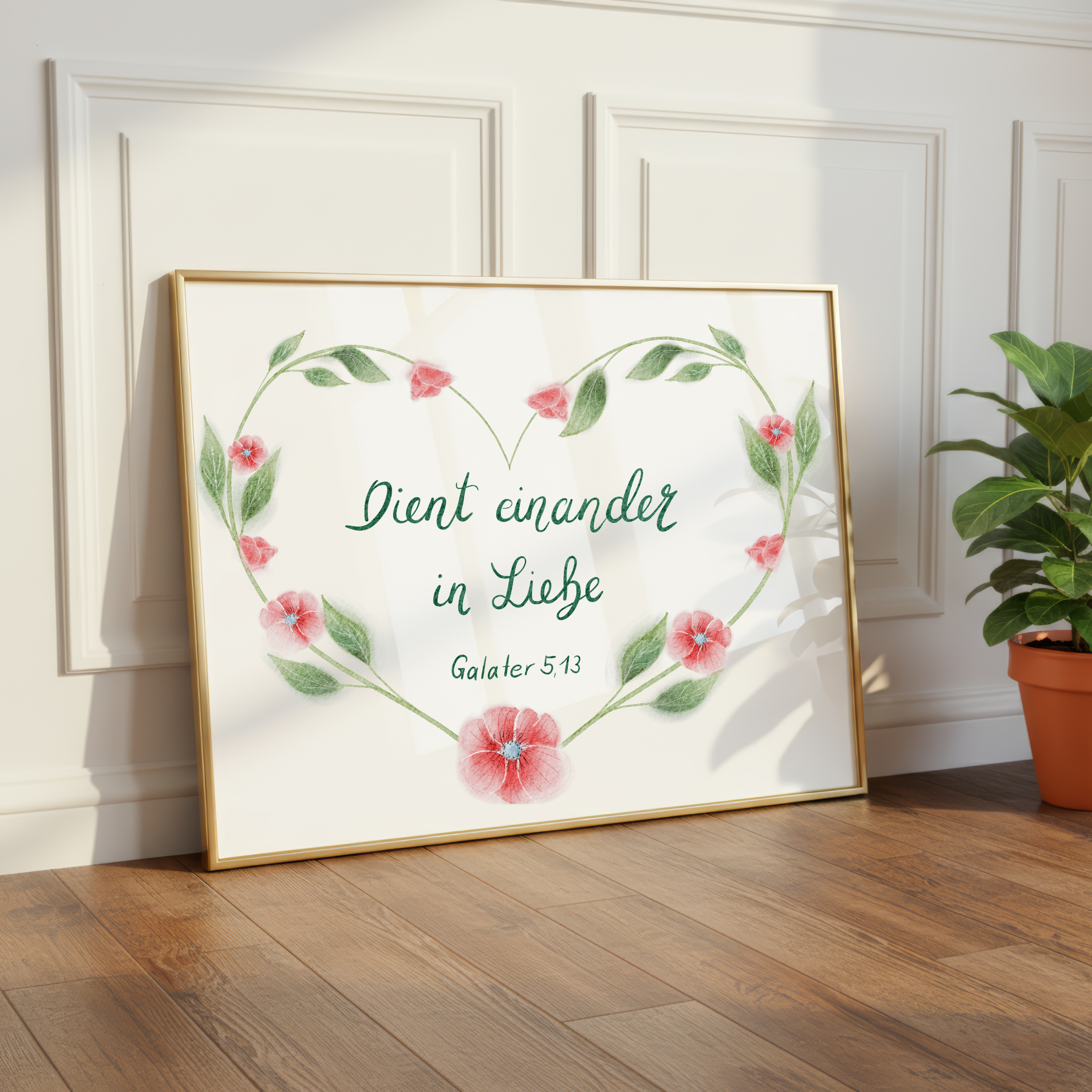 Christliches Poster mit Bibelvers Galater 5,13 - Liebe