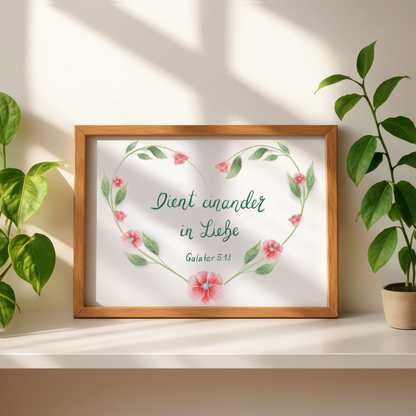 Christliches Poster mit Bibelvers Galater 5,13 - Liebe