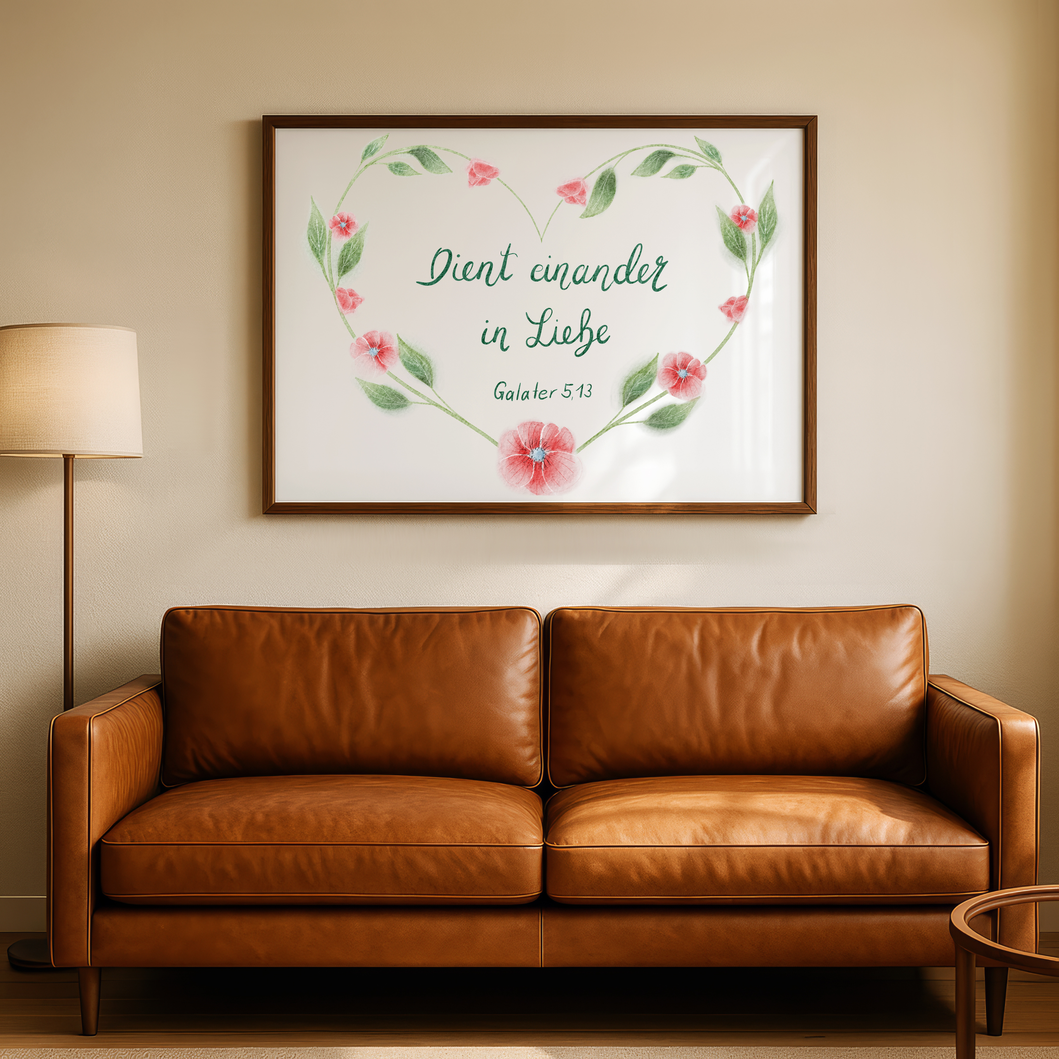 Christliches Poster mit Bibelvers Galater 5,13 - Liebe