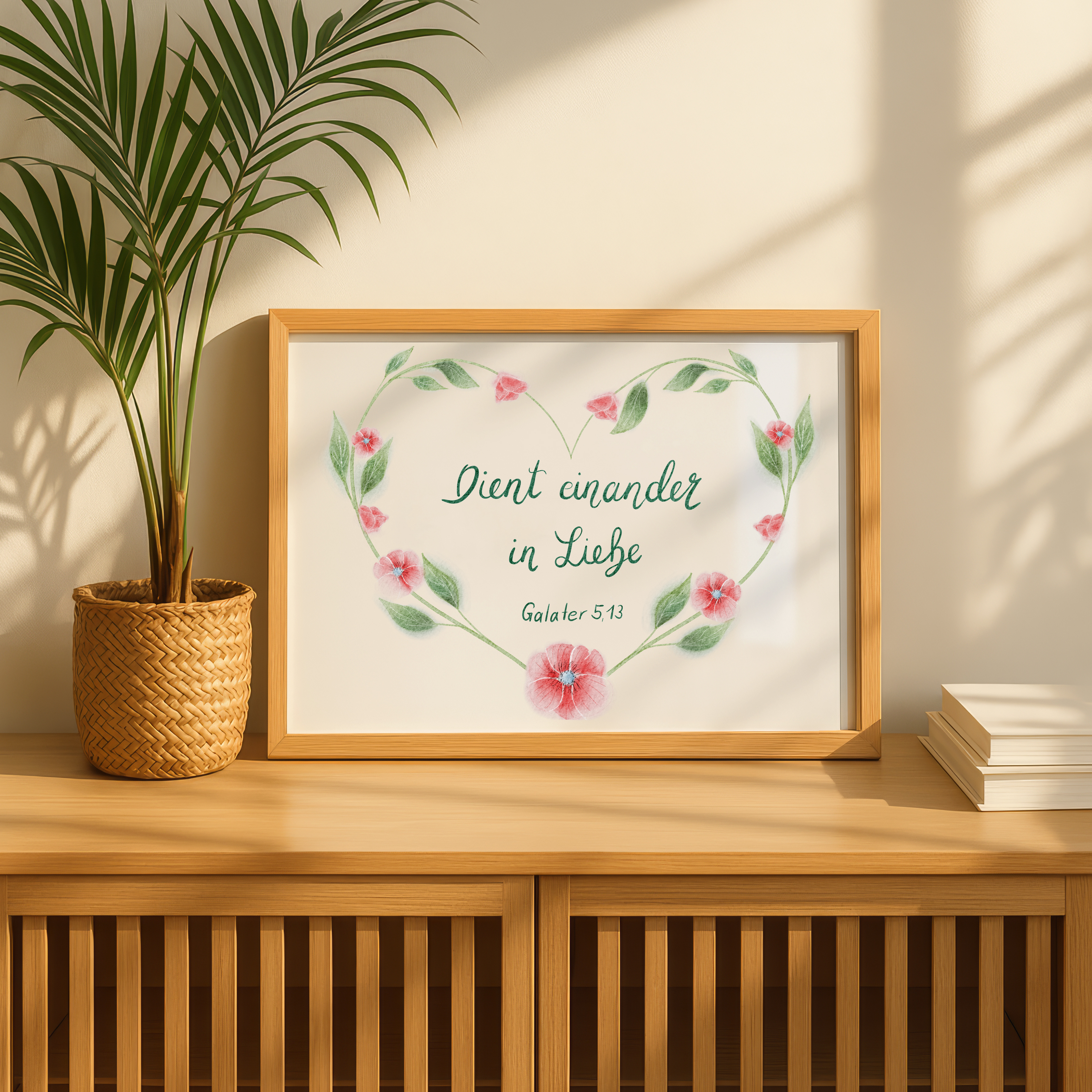 Christliches Poster mit Bibelvers Galater 5,13 - Liebe