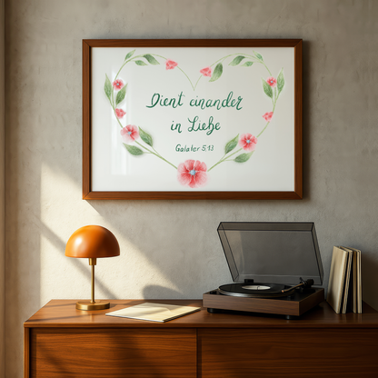 Christliches Poster mit Bibelvers Galater 5,13 - Liebe