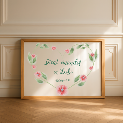 Christliches Poster mit Bibelvers Galater 5,13 - Liebe