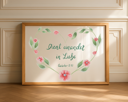 Christliches Posterset „Gesegnet, um Liebe weiterzugeben“ – Psalm 115,12a &amp; Galater 5,13
