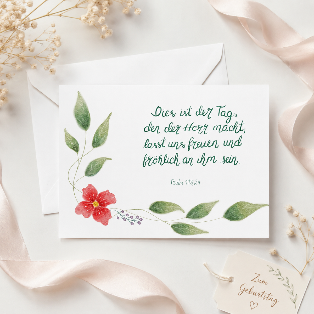 Christliche Geburtstagskarte mit Bibelvers Psalm 118,24