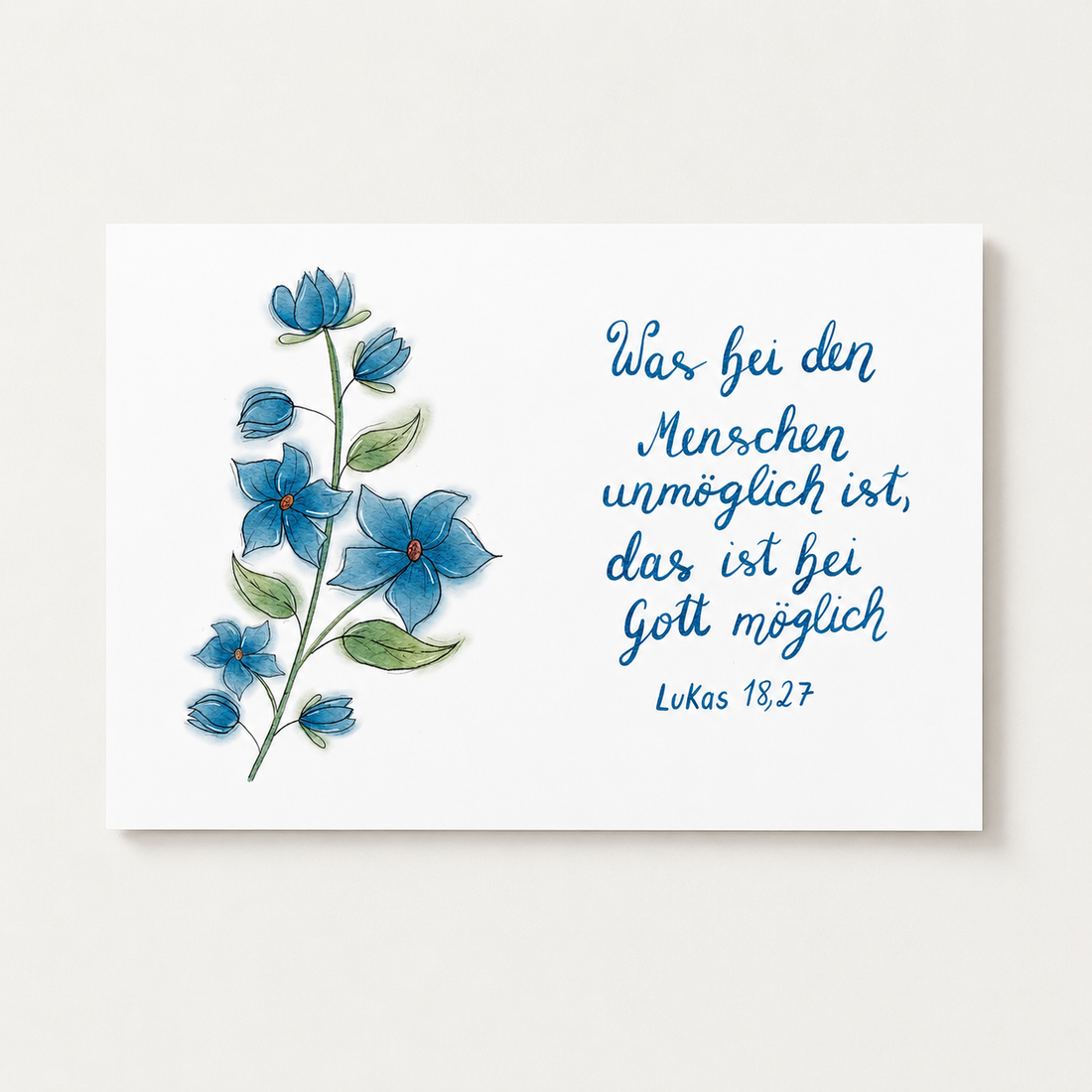 Christliche Karte mit Bibelvers Lukas 18,27  – Hoffnung &amp; Ermutigung