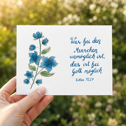 Christliche Karte mit Bibelvers Lukas 18,27  – Hoffnung &amp; Ermutigung
