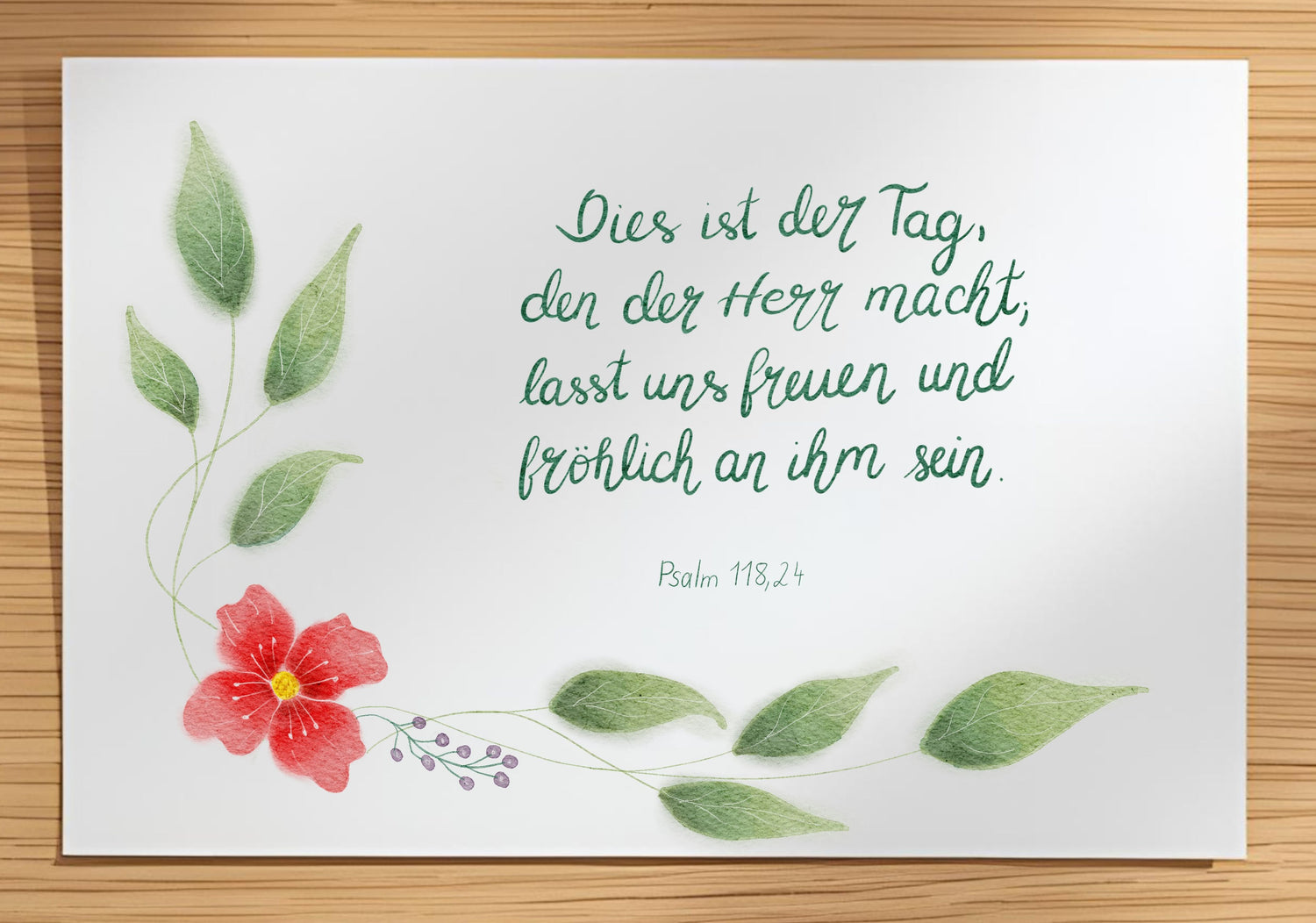Christliche Geburtstagskarte mit Bibelvers Psalm 118,24