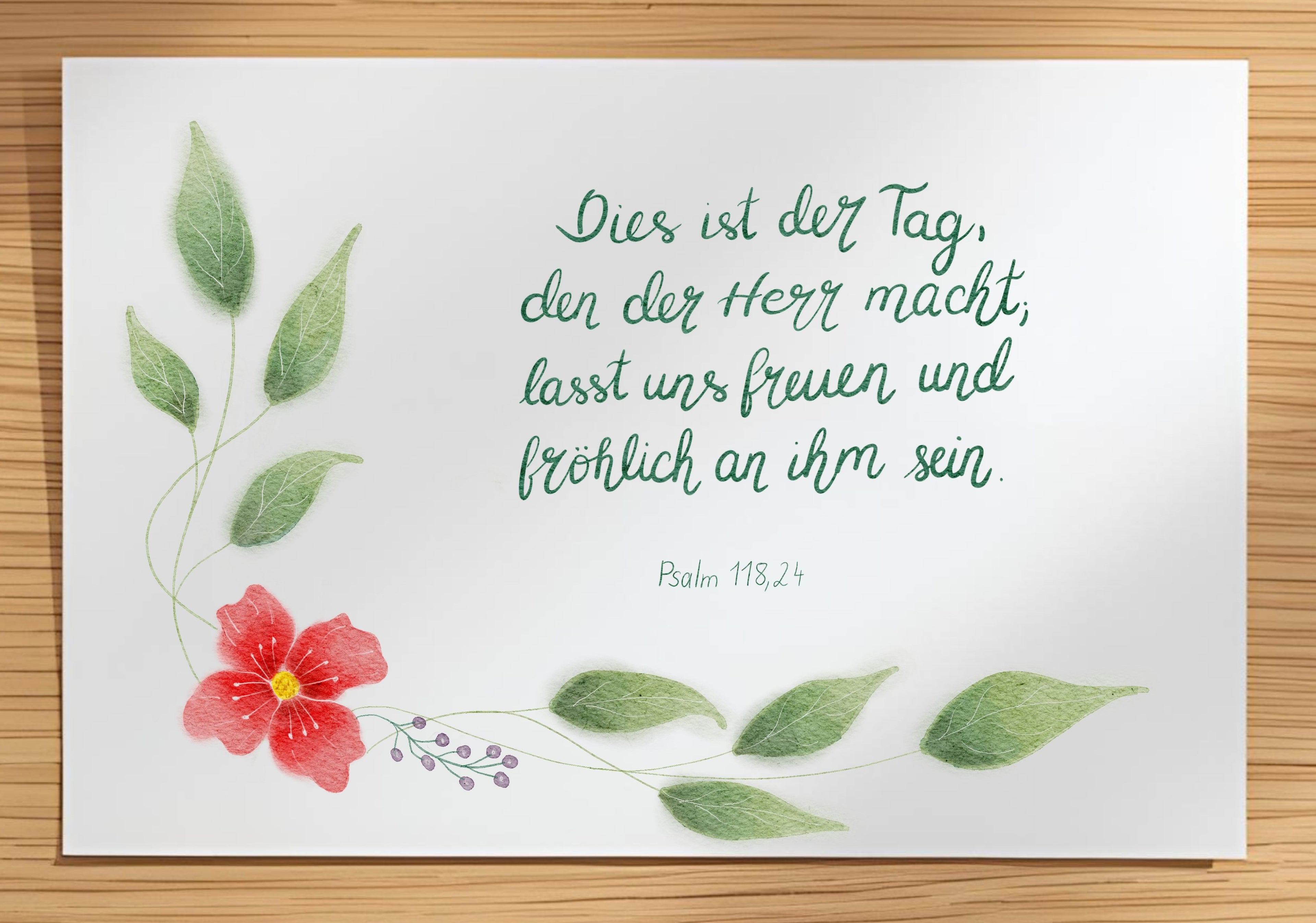 Christliche Geburtstagskarte mit Bibelvers Psalm 118,24