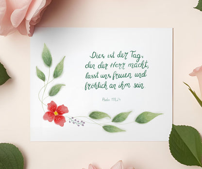 Christliche Geburtstagskarte mit Bibelvers Psalm 118,24