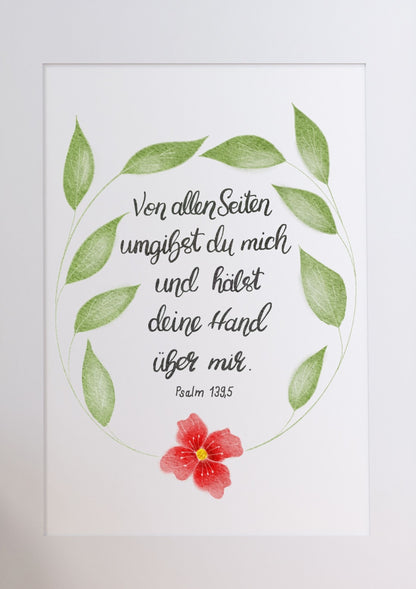 Christliches Poster mit Bibelvers Psalm 139,5 - Hoffnung &amp; Ermutigung