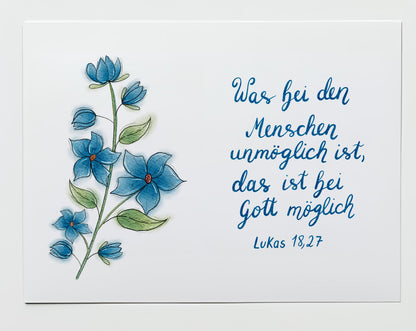 Christliche Karte mit Bibelvers Lukas 18,27  – Hoffnung &amp; Ermutigung