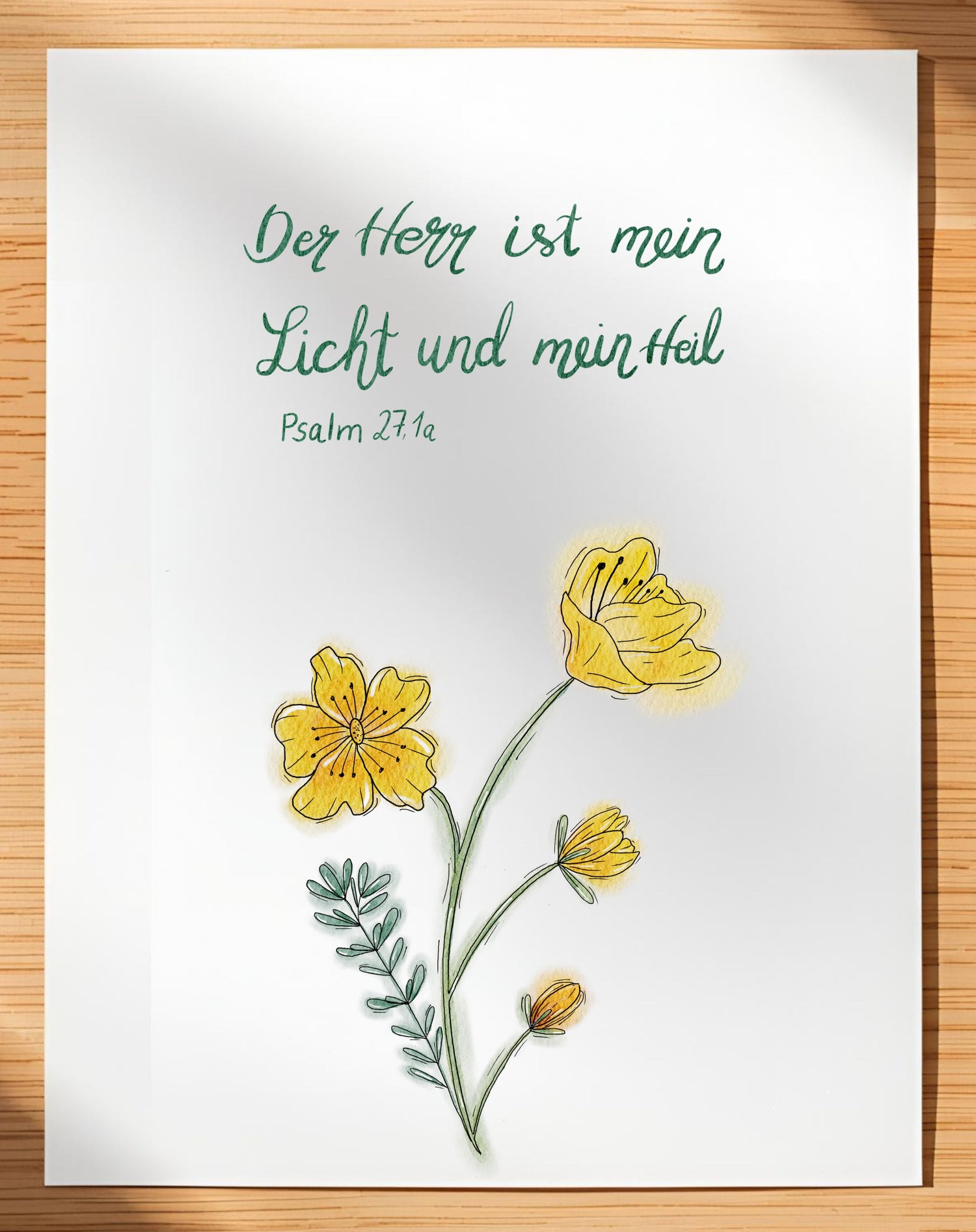 Christliche Karte mit Bibelvers Psalm 27,1a  – Hoffnung &amp; Ermutigung