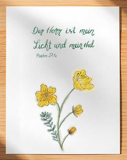 Christliche Karte mit Bibelvers Psalm 27,1a  – Hoffnung &amp; Ermutigung