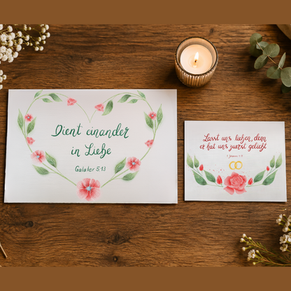 Christliches Geschenkset „Liebe, die verbindet“ – Poster Galater 5,13 &amp; Karte 1. Johannes 4,19