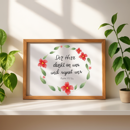 Christliches Poster mit Bibelvers Psalm 115,12a - Hoffnung &amp; Ermutigung