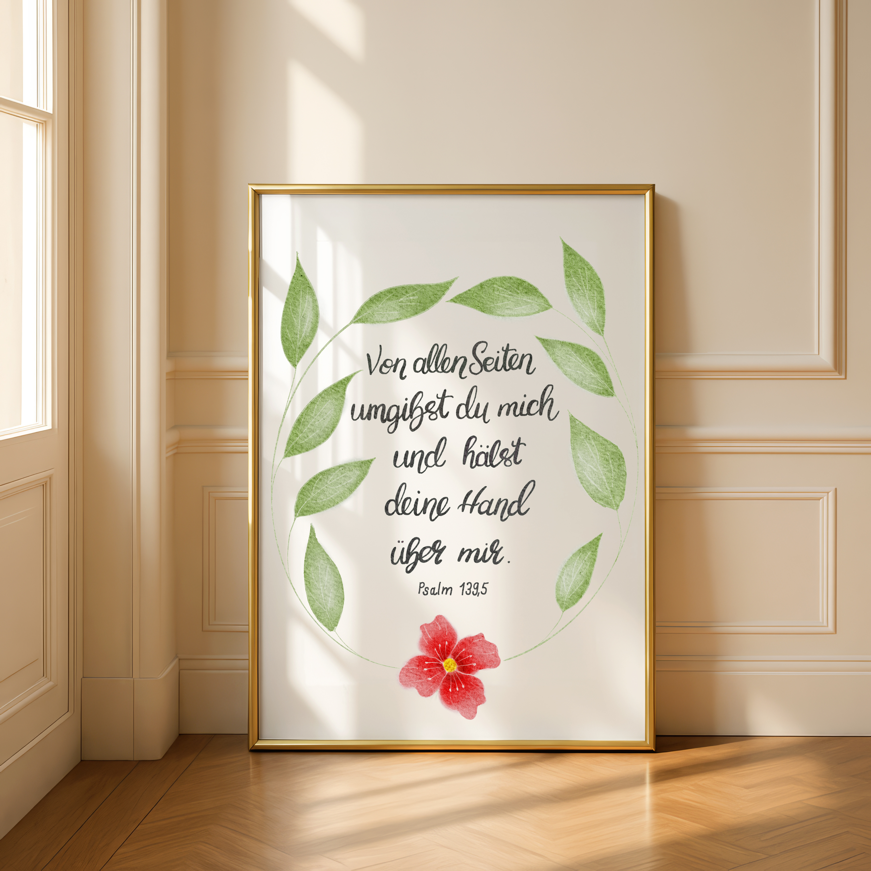 Christliches Poster mit Bibelvers Psalm 139,5 - Hoffnung &amp; Ermutigung