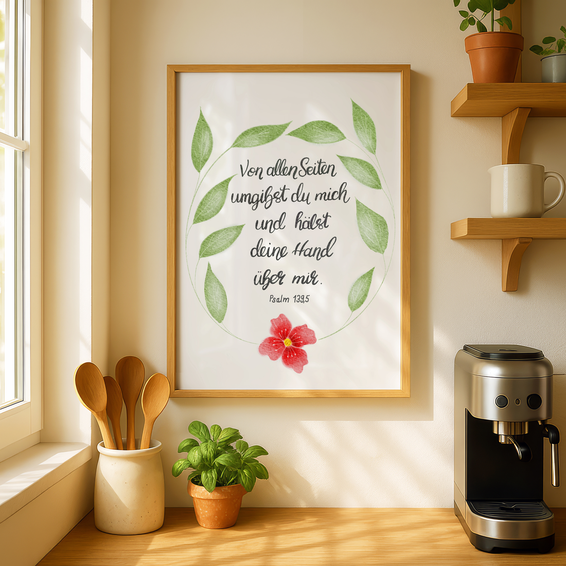 Christliches Poster mit Bibelvers Psalm 139,5 - Hoffnung &amp; Ermutigung