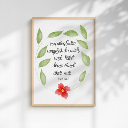 Christliches Poster mit Bibelvers Psalm 139,5 - Hoffnung &amp; Ermutigung