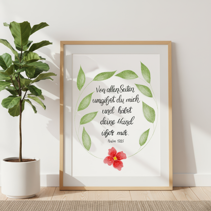 Christliches Poster mit Bibelvers Psalm 139,5 - Hoffnung &amp; Ermutigung