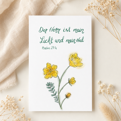Christliche Karte mit Bibelvers Psalm 27,1a  – Hoffnung &amp; Ermutigung