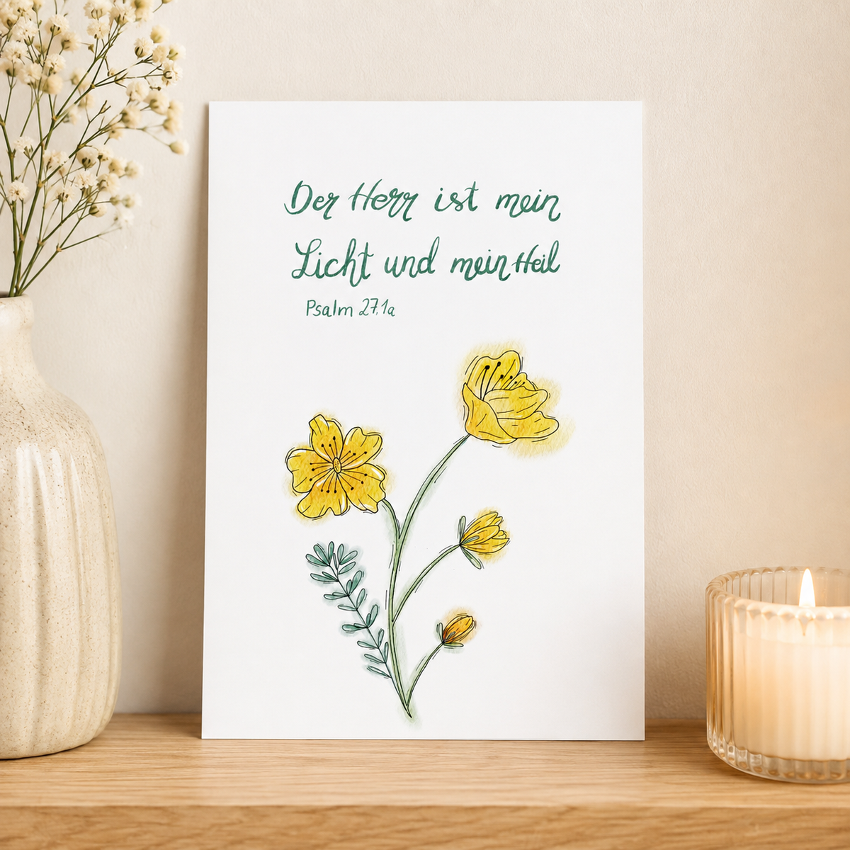 Christliche Karte mit Bibelvers Psalm 27,1a  – Hoffnung &amp; Ermutigung