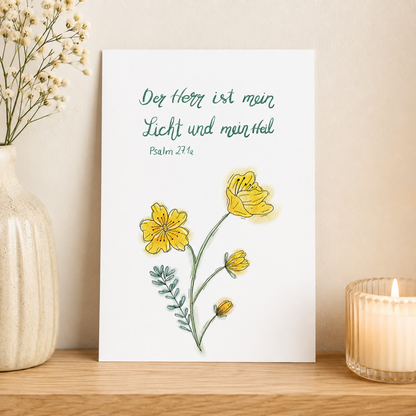 Christliche Karte mit Bibelvers Psalm 27,1a  – Hoffnung &amp; Ermutigung